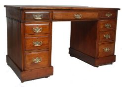 ANTIQUE 19TH CENTURY WALNUT TWIN PEDESTAL DESK