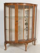 1940'S QUEEN ANNE WALNUT DEMI LUNE CHINA DISPLAY CABINET