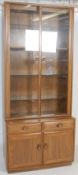 ERCOL - LUCIEN ERCOLANI - ELM WOOD GLAZED BOOKCASE CABINET