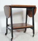 MID CENTURY RETRO WALNUT EBONISED DRINKS TROLLEY