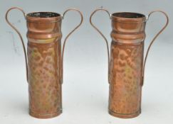 TWO 19TH CENTURY VICTORIAN ART NOUVEAU STYLE COPPER VASES