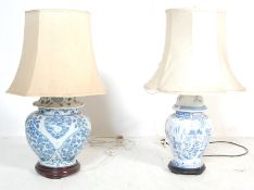 2 VINTAGE MID 20TH CENTURY CHINESE BLUE & WHITE LAMPS
