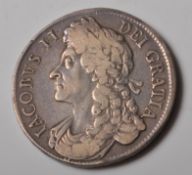 CHARLES II 1686 SILVER CROWN COIN