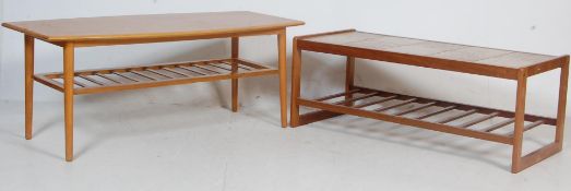 TWO RETRO VINTAGE 1970S TEAK WOOD COFFEE TABLES