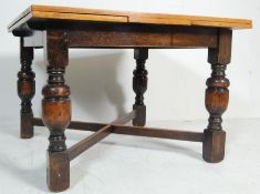 EARLY 20TH CENTURY 1920S OAK DRAW LEAF DINING TABLE