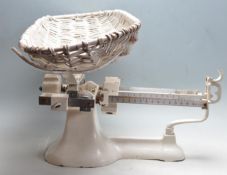 MID CENTURY WHITE ENAMEL MIDWIFE SCALE / BALANCE