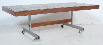 MANNER OF MERROW ASSOCIATES 1970's TILE CHROME COFFEE TABLE