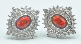 PAIR OF SILVER CZ & OPALITE EARRINGS