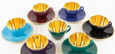 SIX VINTAGE RETRO 20TH CENTURY DANISH COPENHAGEN CNFETTI COFFEE SET / TEA SET