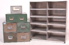 COLLECTION OF RETRO VINTAGE INDUSTRIAL FACTORY METAL FILING CABINETS