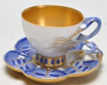 ANTIQUE BING & GRONDAHL COPENHAGEN HERON CABINET CUP AND SAUCER