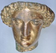 UNDOCUMENTED 19TH CENTURY GILT BRONZE HEAD OF MINERVA