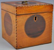 GEORGIAN ANTIQUE SHERATON SATINWOOD TEA CADDY