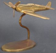 WWII SECOND WORLD WAR BRASS DESKTOP MODEL OF A SPITFIRE