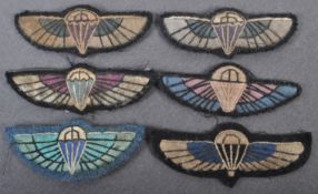 COLLECTION OF WWII TYPE SAS / RAF ' JUMP ' WINGS CLOTH PATCHES