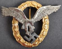 WWII SECOND WORLD WAR NAZI LUFTWAFFE PILOT / OBSERVER BADGE