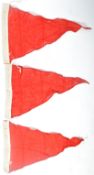 COLLECTION OF WWII BRITISH NAVY RED SIGNAL FLAGS - 1943 DATED