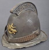 VINTAGE FIREMAN'S HELMET DESKTOP BRASS INKWELL