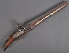 EARLY 20TH CENTURY MOROCCAN AXE HEAD FLINTLOCK PISTOL