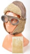 WWI FIRST WORLD WAR PERIOD PILOT'S FLYING HELMET & GOGGLES