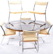 R YOUNG - MERROW ASSOCIATES - 1970'S CHROME AND TEAK DINING SUITE