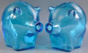 CASCADE - PAIR OF 1960S STUDIO ART GLASS PIGGY BAN