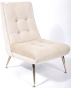 RETRO VINTAGE 1960'S CREAM COCKTAIL CHAIR ON BRASS LEGS