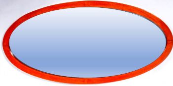 RETRO STAINED BEECH WOOD WALL HANGING OVAL MIRROR