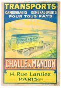 CHALLE & MANDON TRANSPORTS FRENCH ADVERTISING POSTER SIGN