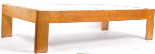 LARGE & IMPRESSIVE OAK AND SMOKEY GLASS TOPPED COFFEE TABLE