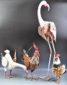 COLLECTION OF RETRO TOLEWARE METAL BIRD FIGURINES