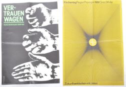 TWO ORIGINAL 1980S GERMAN ART ADVERTISEMENT POSTERS