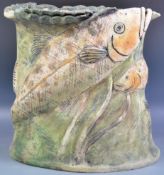 PAULINE LEE - CORNISH POTTERY - LARGE FISH INSPIRED STONEWARE PLANTER