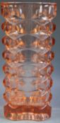 LUMINARC - MID CENTURY HEAVY SALMON COLOURED GLASS VASE