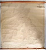MID CENTURY 1959 LARGE SIZE CANVAS HANGING MAP OF THE BRITISH ISLES