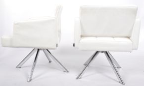 PLEDGE FURNITURE - PAIR OF WHITE LEATHER EASY LOUN