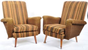 PAIR OF 1960'S RETRO UPHOLSTERED ARMCHAIRS