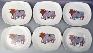 WASHINGTON POTTERY - COW PLATES - SET OF SIX