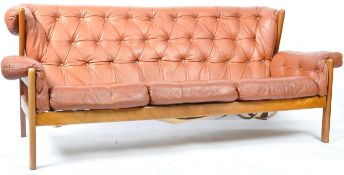 RETRO 1960'S DANISH BUTTONED LEATHER SOFA & MATCHING ARM CHAIR