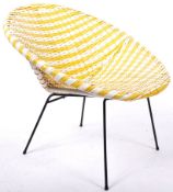 RETRO ATOMIC WICKER SATELLITE CHAIR IN YELLOW AND WHITE
