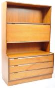 TURNIDGE OF LONDON RETRO TEAK WOOD BUREAU BOOKCASE