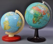 TWO RETRO VINTAGE MID CENTURY DESKTOP GLOBES