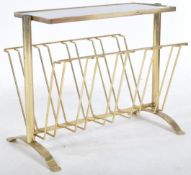 1970'S ITALIAN GILT BRASS AND GLASS MAGAZINE RACK