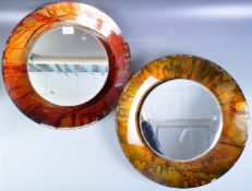 PAIR OF 1960'S RETRO STUDIO ART GLASS FRAMED MIRRORS