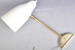 MID CENTURY ADJUSTABLE BRASS AND ENAMELED DESK LAMP