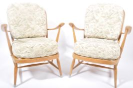 LUCIAN ERCOLANI - ERCOL - MODEL 334 - PAIR OF BEECH AND ELM ARMCHAIRS