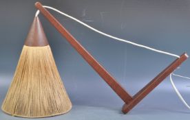 MID CENTURY DANISH TEAK AND SISAL HANGING WALL SCONCE