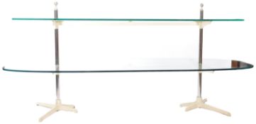 20TH CENTURY CAST IRON AND GLASS TWO TIER SHOP DIS