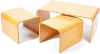 RETRO 1970'S BENT TEAK PLY LAMINATED NEST OF TABLE