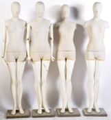 GROUP OF FOUR SHOP DISPLAY ARTICULATED FEMALE MANN